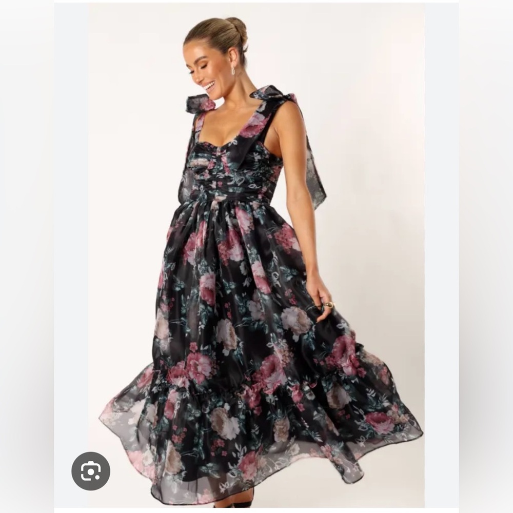 Petal and Pup-floret midi dress-black floral large